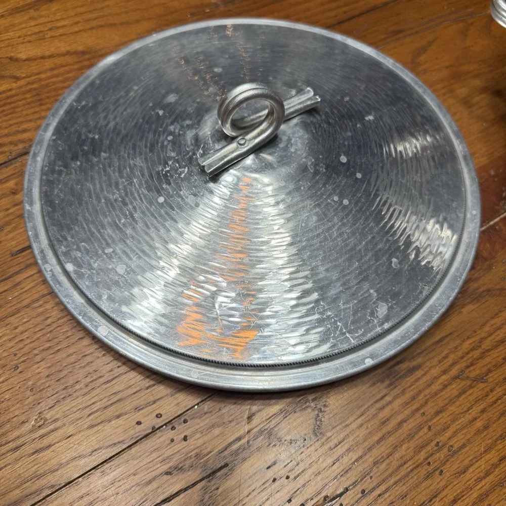 Vintage Ice Bucket Covered Bowl Italian‎ Hammered Aluminum